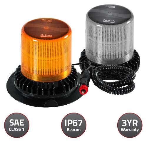 LED Beacon Amber 10-30v Magnetic Mount Amber Lens H135mm IP67