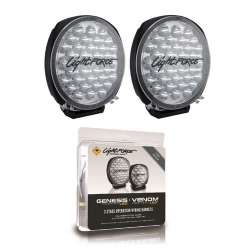 Lightforce Genesis 8-Inch  Driving Light 12/24V 140W Pair with Harness